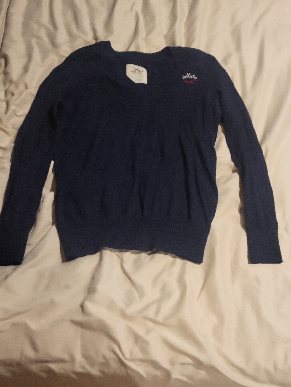 Hollister Deep Navy V-Neck Sweater